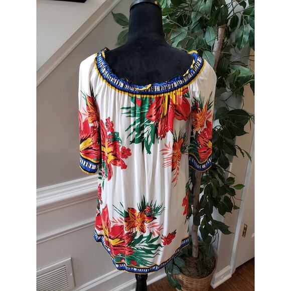 Free Market by Flying Tomato Mini Dress Womens Small White Floral Long Sleeve - Picture 4 of 11